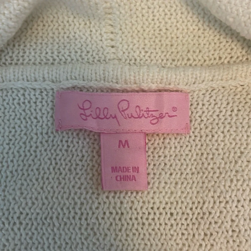 Lilly Putlizer ivory long sleeve open cardigan size medium - Picture 4 of 7